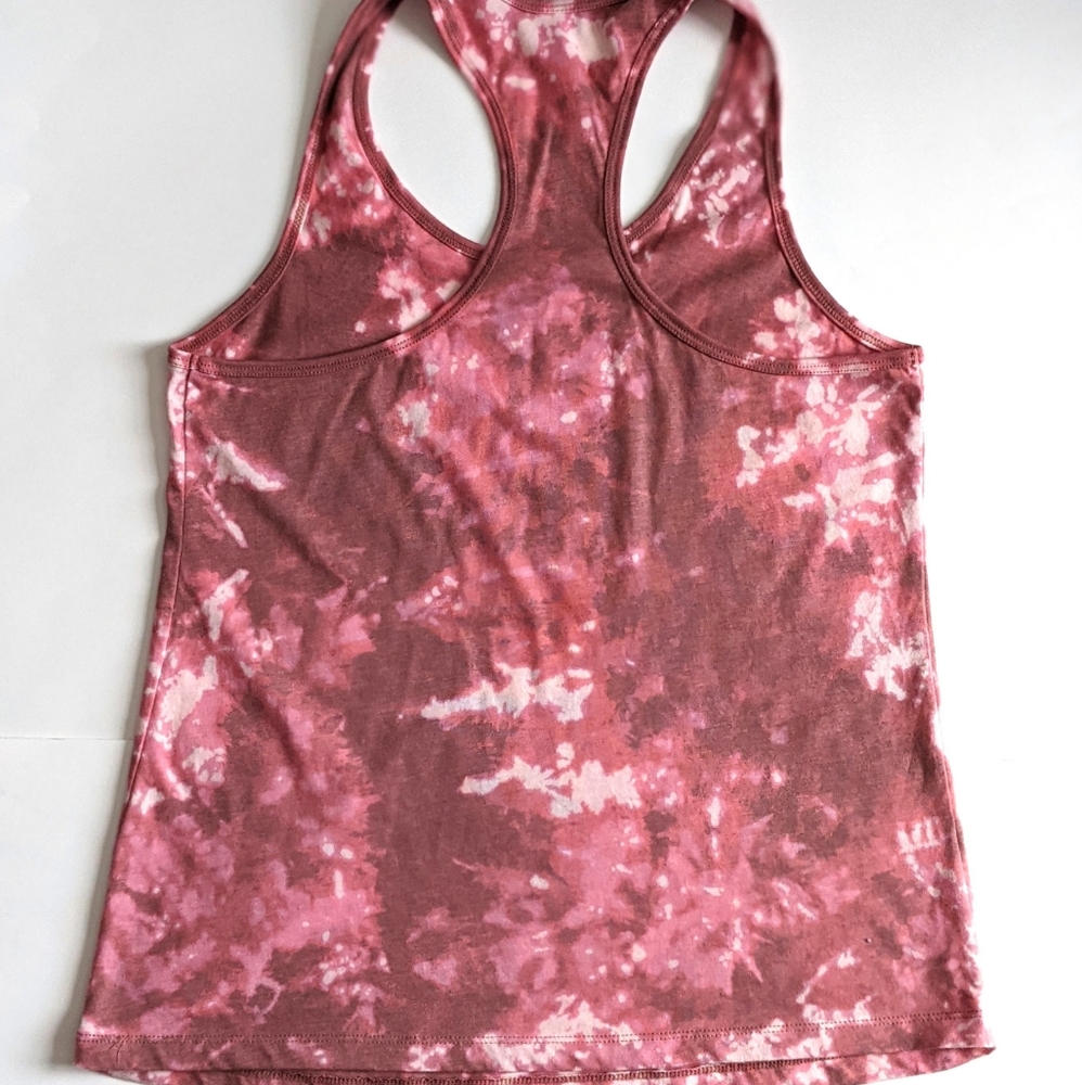 Pink Reverse Tie Dye Women's Racerback Tank - Picture 2 of 2